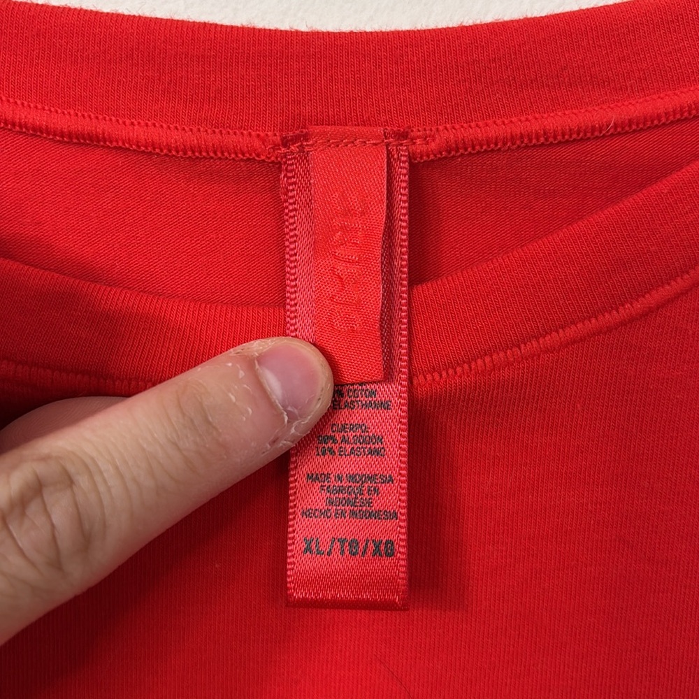 SKIMS Cotton Stretch Jersey Long Sleeve Red Shirt Size XL - Picture 6 of 8